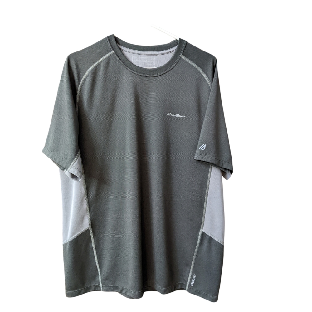 Eddie Bauer Short Sleeve  Shirt Active Fit Men's Large Gray